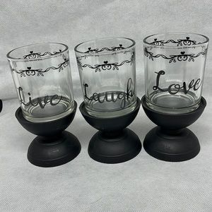 Vintage Six Piece Votive Candle Holder Set “Live,Love,Laugh”